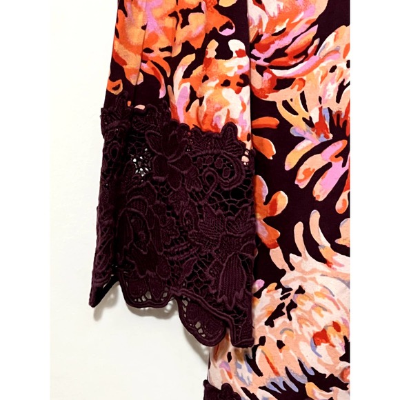 Isaac Mizrahi Live Floral Tunic Lace Wine Orange Size Small NWOT - Picture 2 of 7